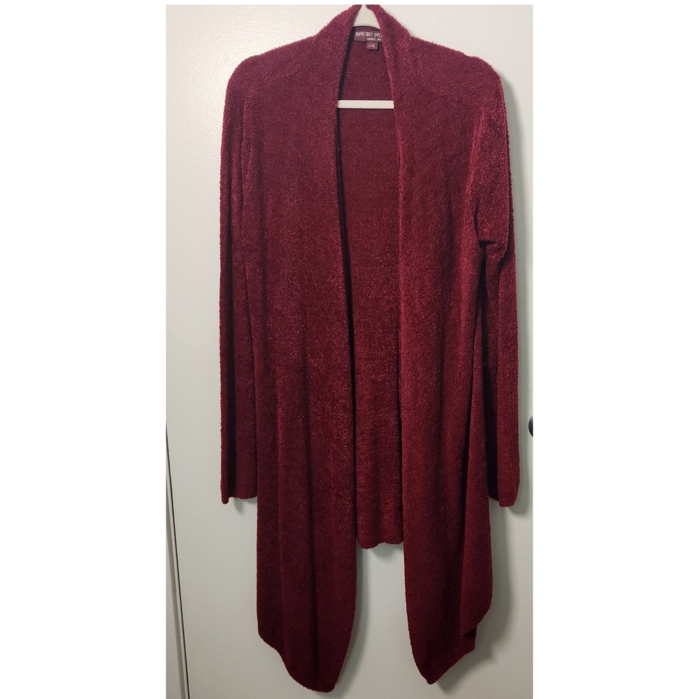 Barefoot Dreams Bamboo Chic Lite Red‎ Longline Open Cardigan L/XL Calypso Drape
